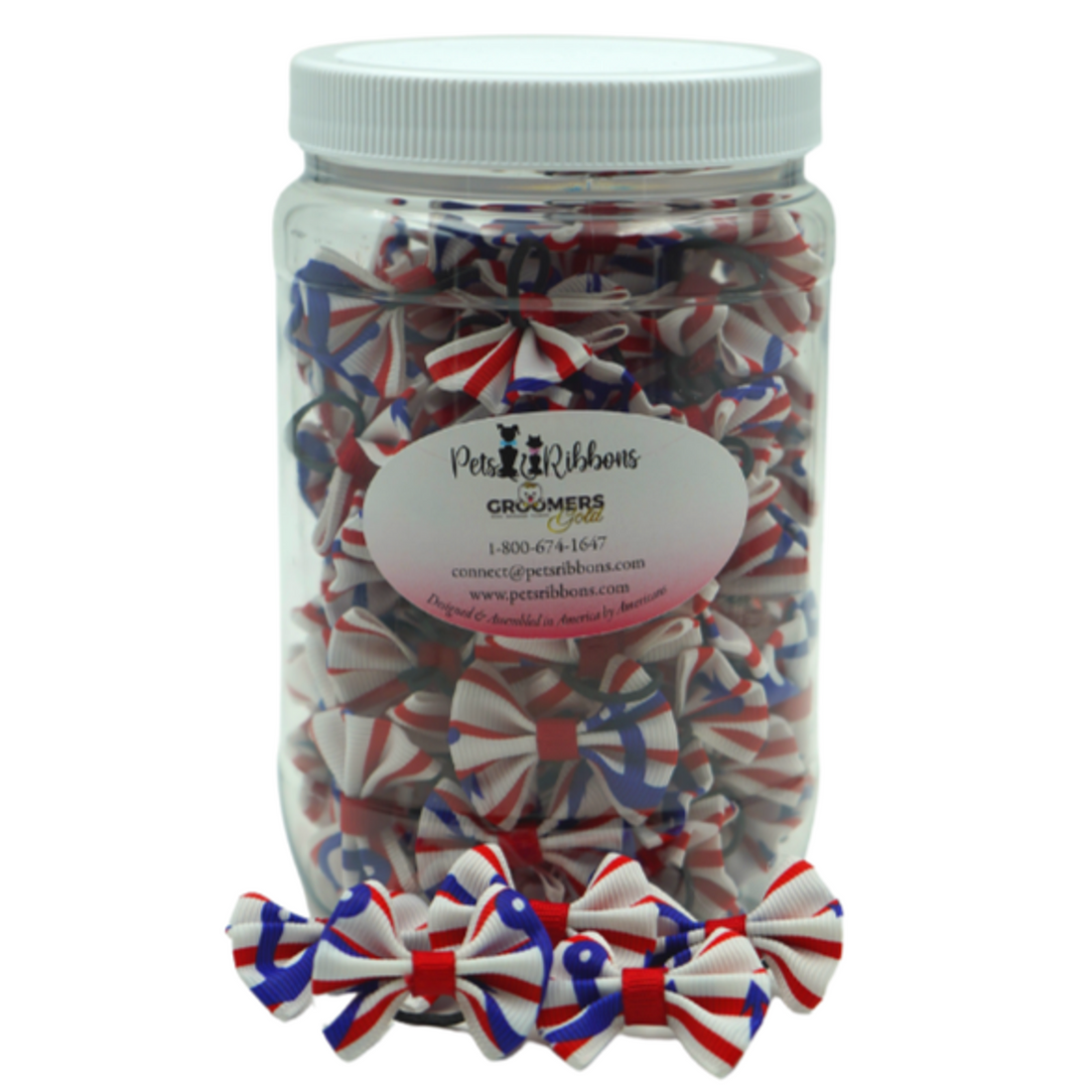 Nautical Dog & Cat Grooming Bows Jar