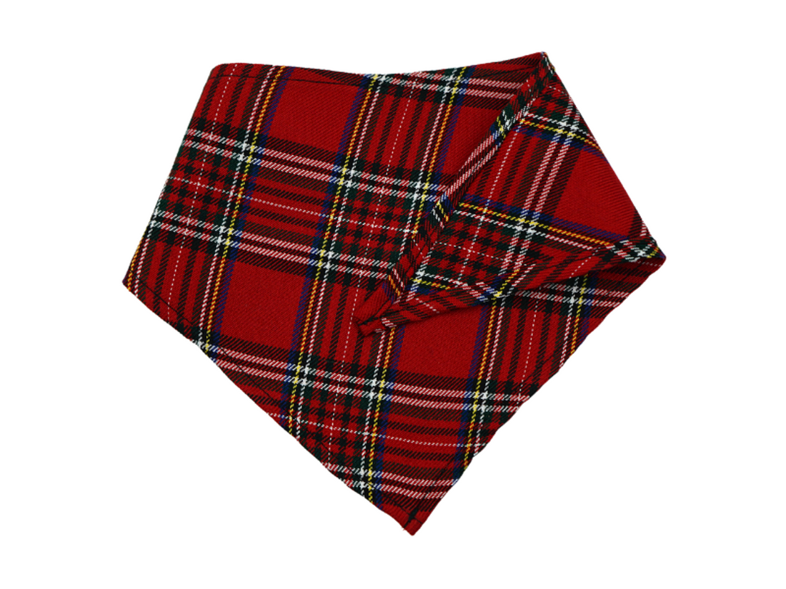 Vintage Plaid Dog Bandana, Red
