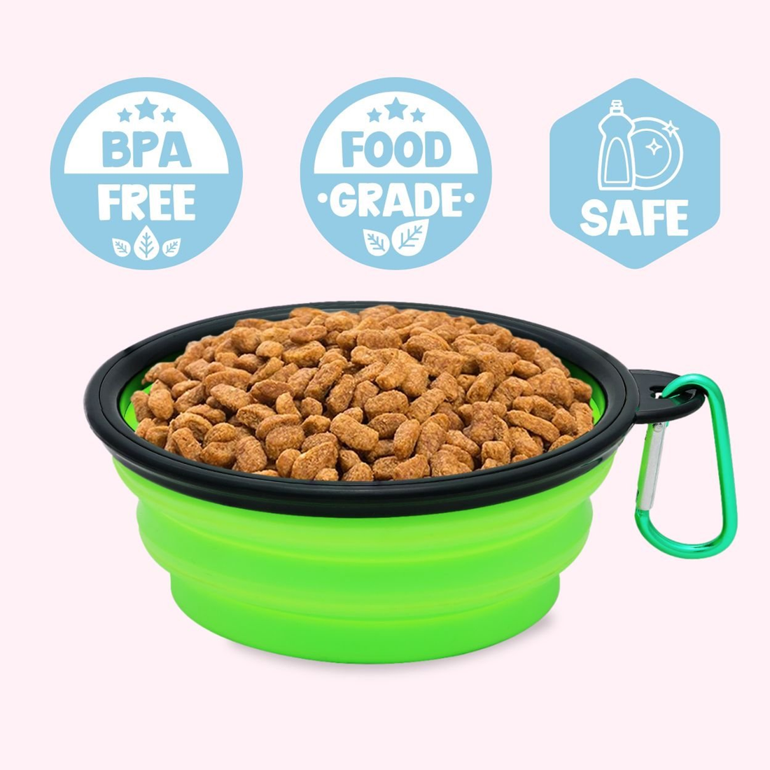 "Always Hungry" Collapsible Dog Bowl - Green