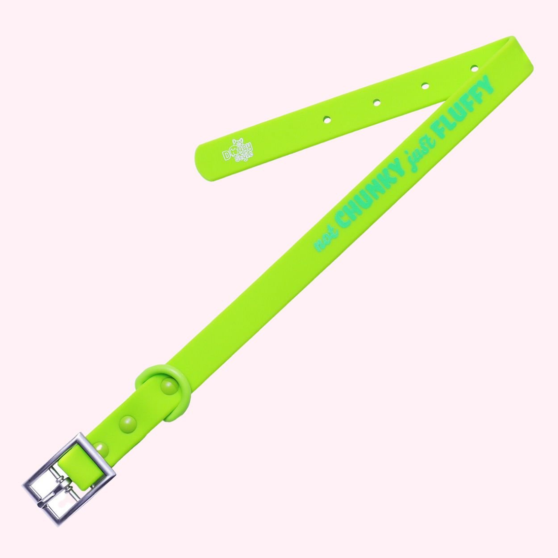 "Not Chunky Just Fluffy" Lime Green Silicone Dog Collar