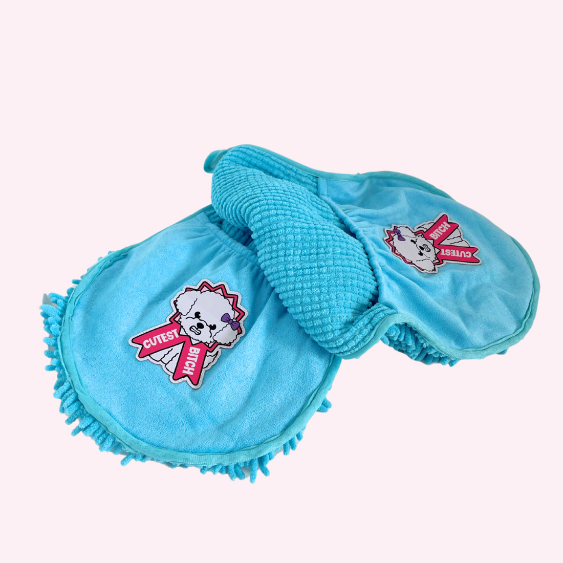 "Cutest Bitch" Dog Bath Towel - Blue