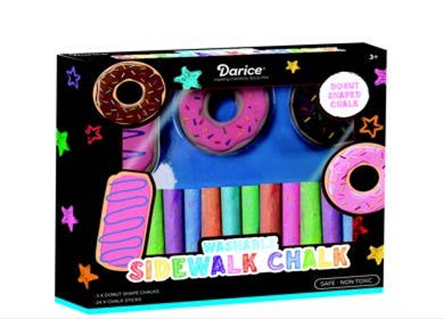 3 Donut Chalk Playset with 24 Chalk Sticks