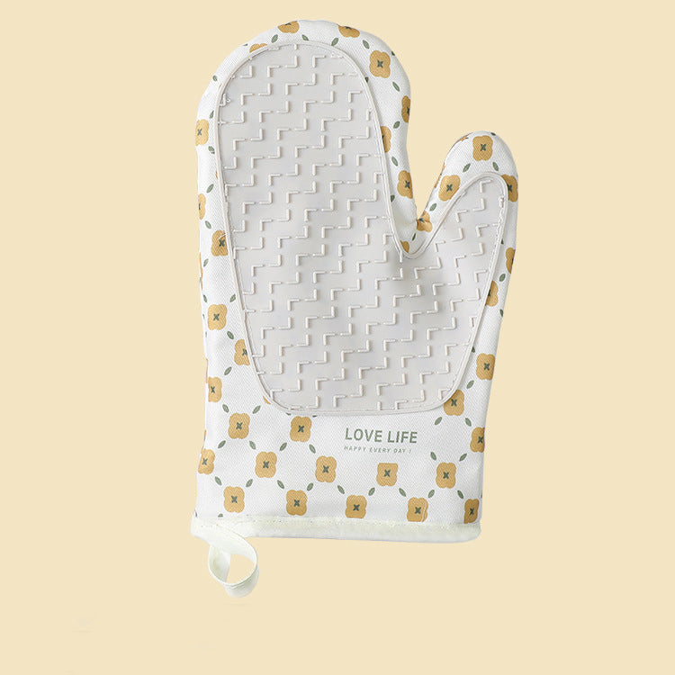Heat-resistant cotton oven mitts full pair set