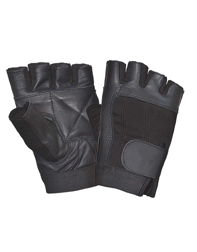 Men's Fingerless Cowhide Leather Gloves - Black (8136.00)