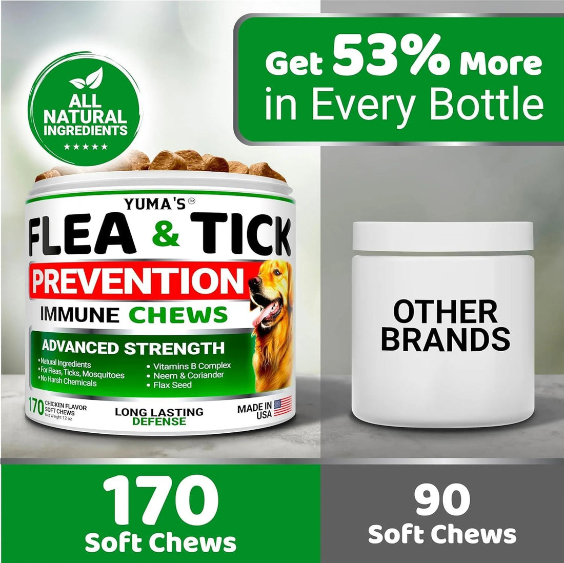 2 Pack Flea and Tick Prevention for Dogs Chewables Natural Dog Flea and Tick Treatment Chewable Flea and Tick Chews for Dogs Soft Oral Flea Pills for
