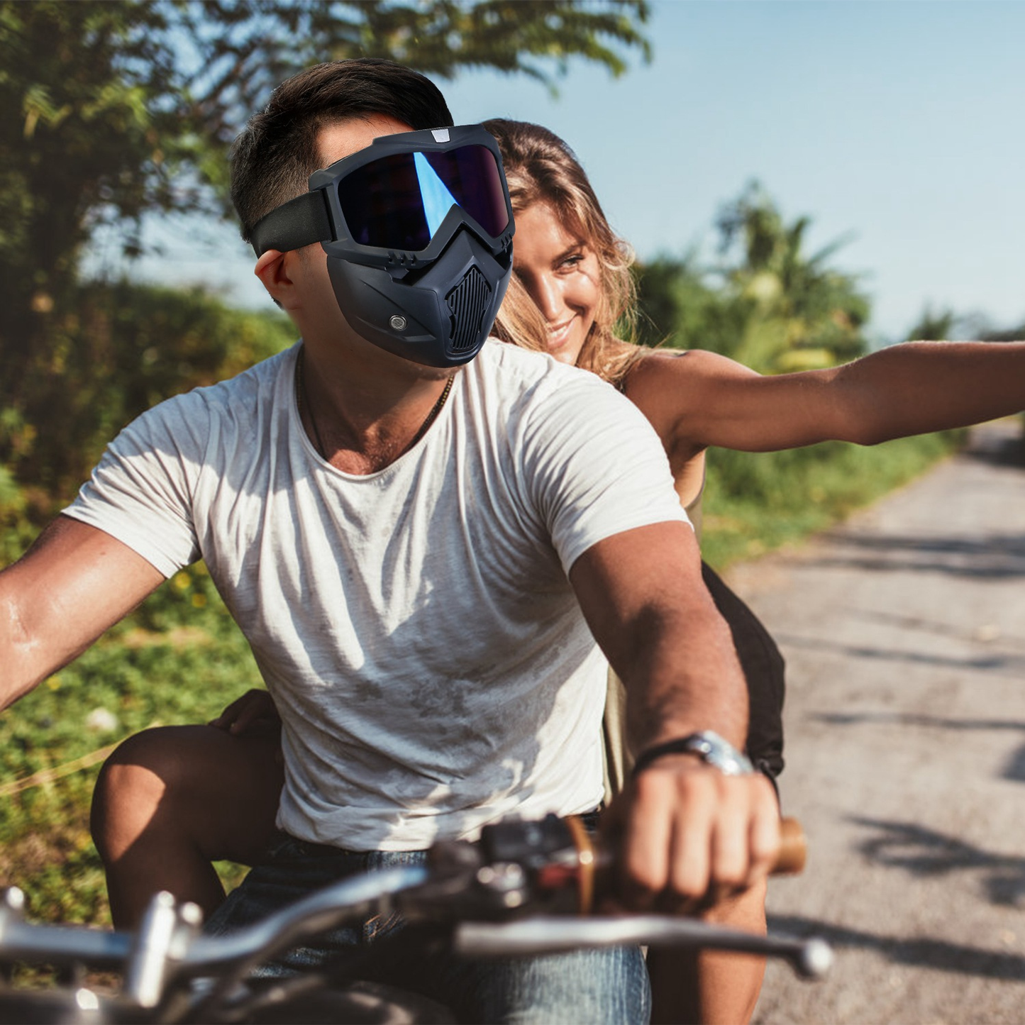 Motorcycle Goggles with Removable Face Mask