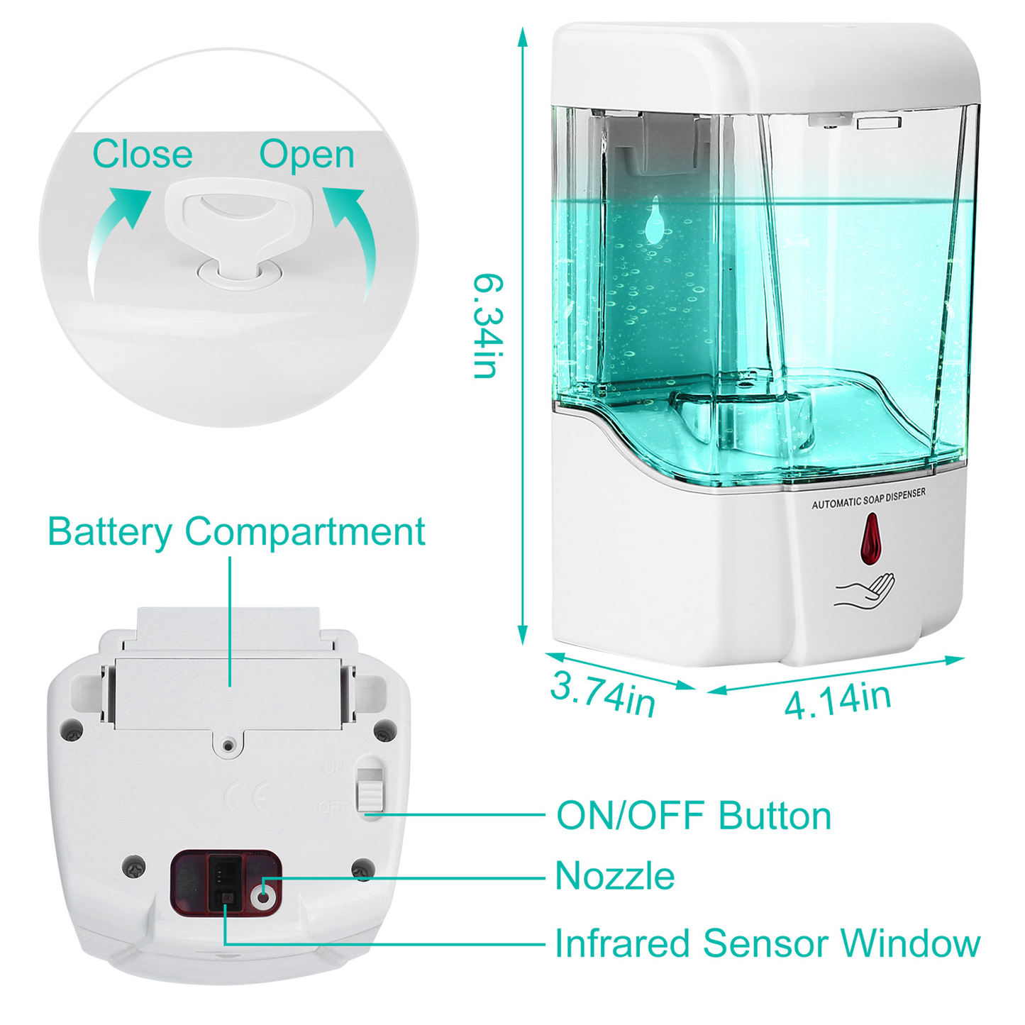 Automatic Soap Dispenser 700ml Wall-Mounted, Touchless