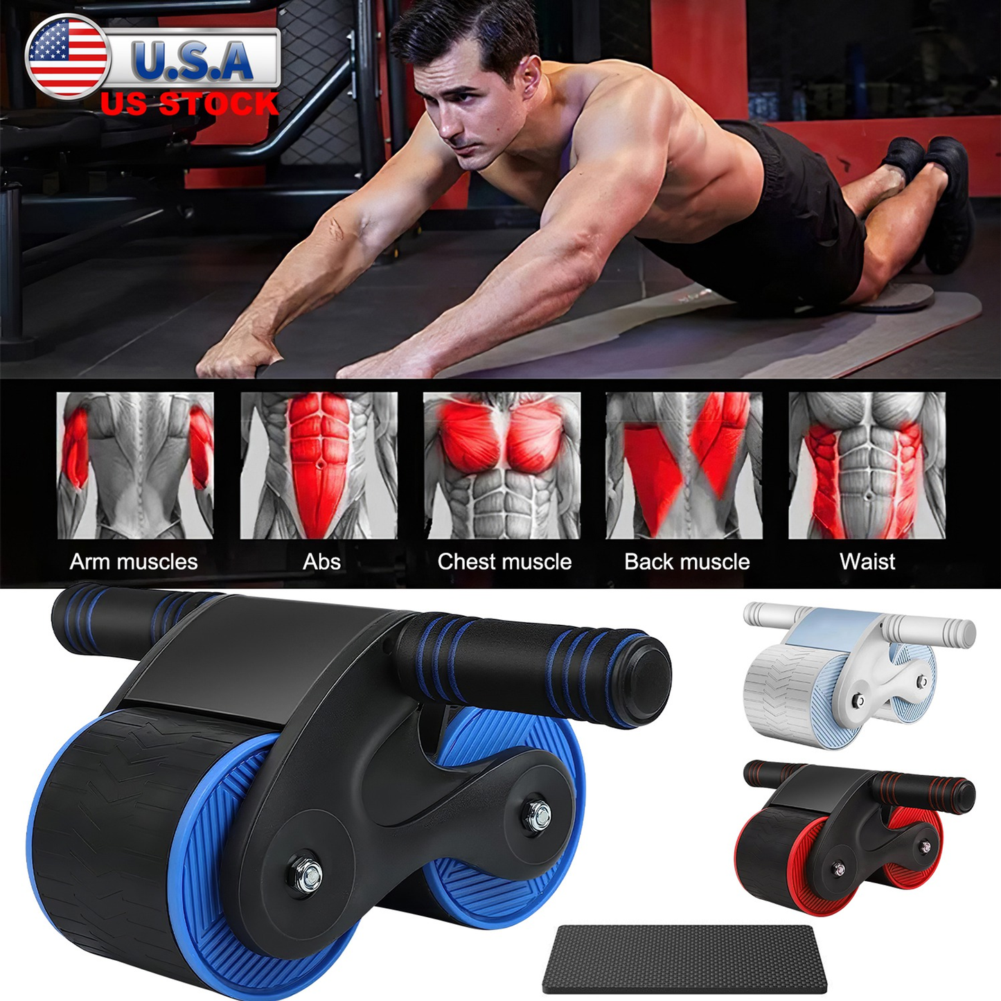 Automatic Rebound AB Roller Wheel with Phone Holder