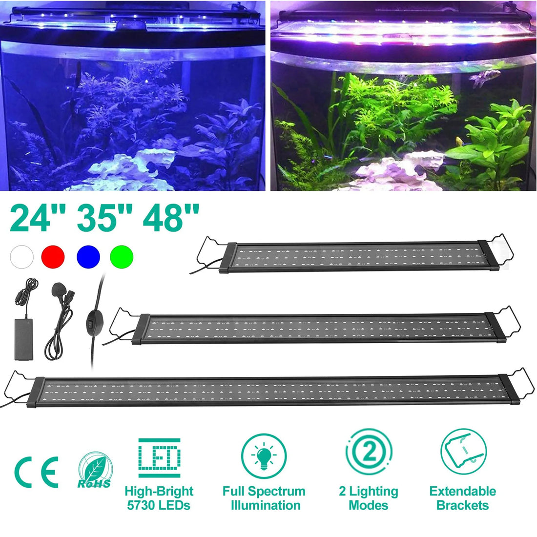 LED Aquarium Light Multi-Color Full Spectrum Freshwater Fish Tank