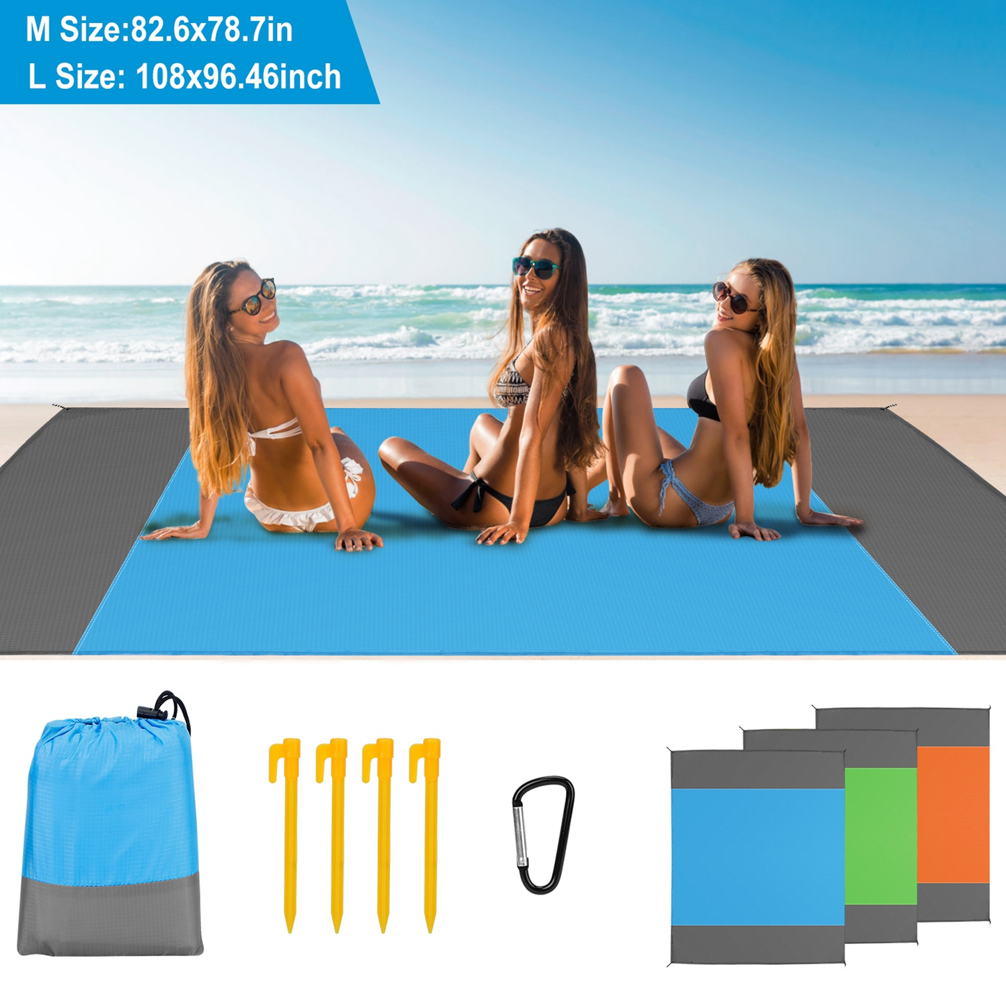 Sand-Proof Picnic Blanket 82.6 x 78.7 in, Orange