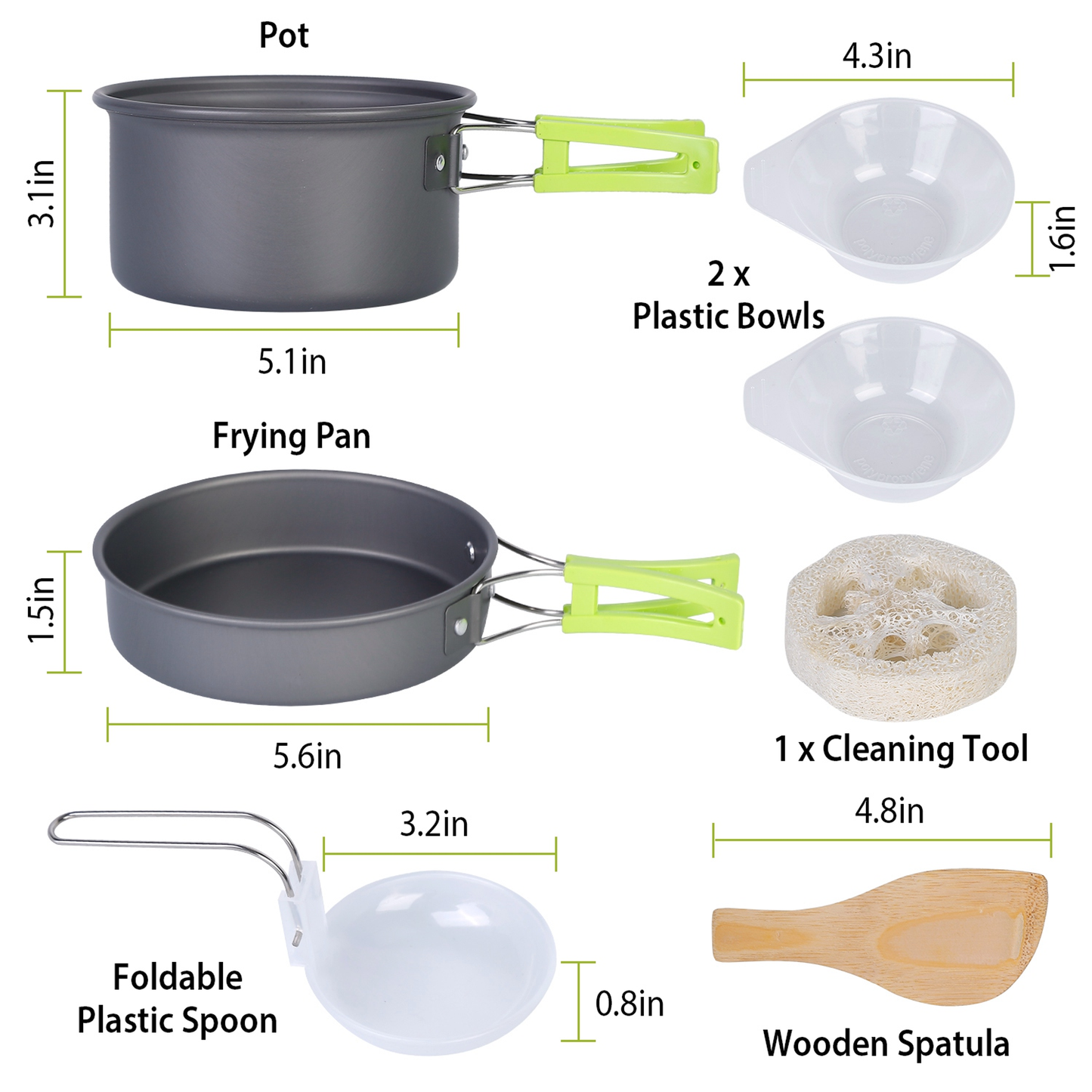 9-Piece Camping Cookware Set with Nonstick Pot and Pan