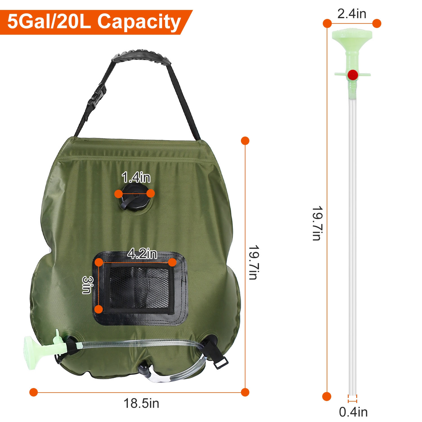 5-Gallon Solar Heating Camping Shower Bag