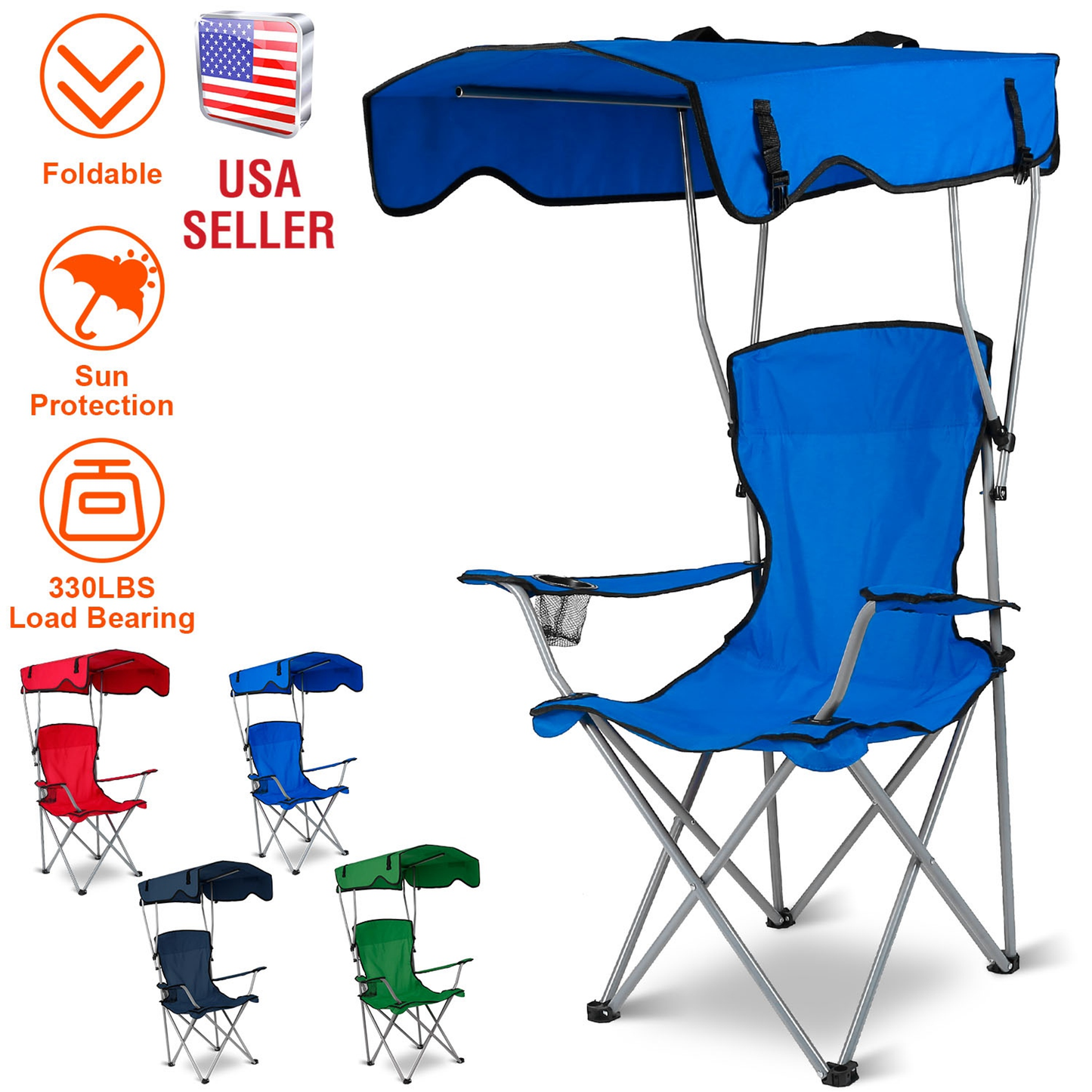 Foldable Beach Canopy Chair with Sun Shade
