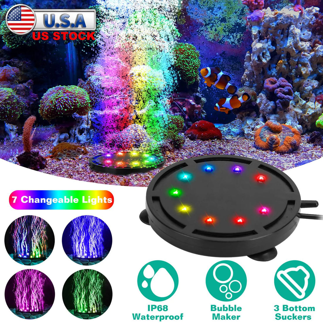4in LED Aquarium Air Bubble Lamp