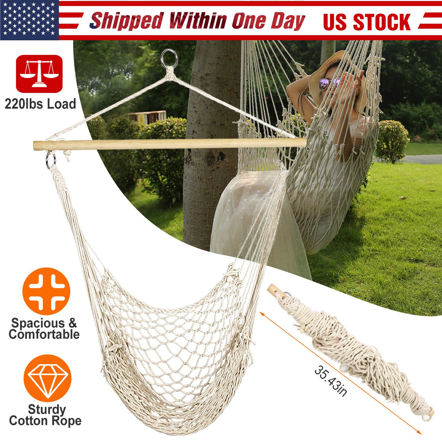 Hanging Rope Hammock Chair