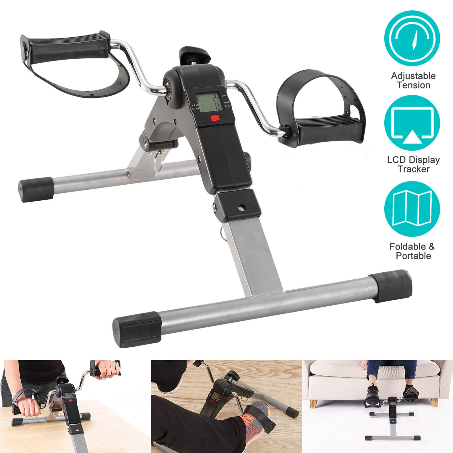 Foldable Pedal Exerciser with LCD Display