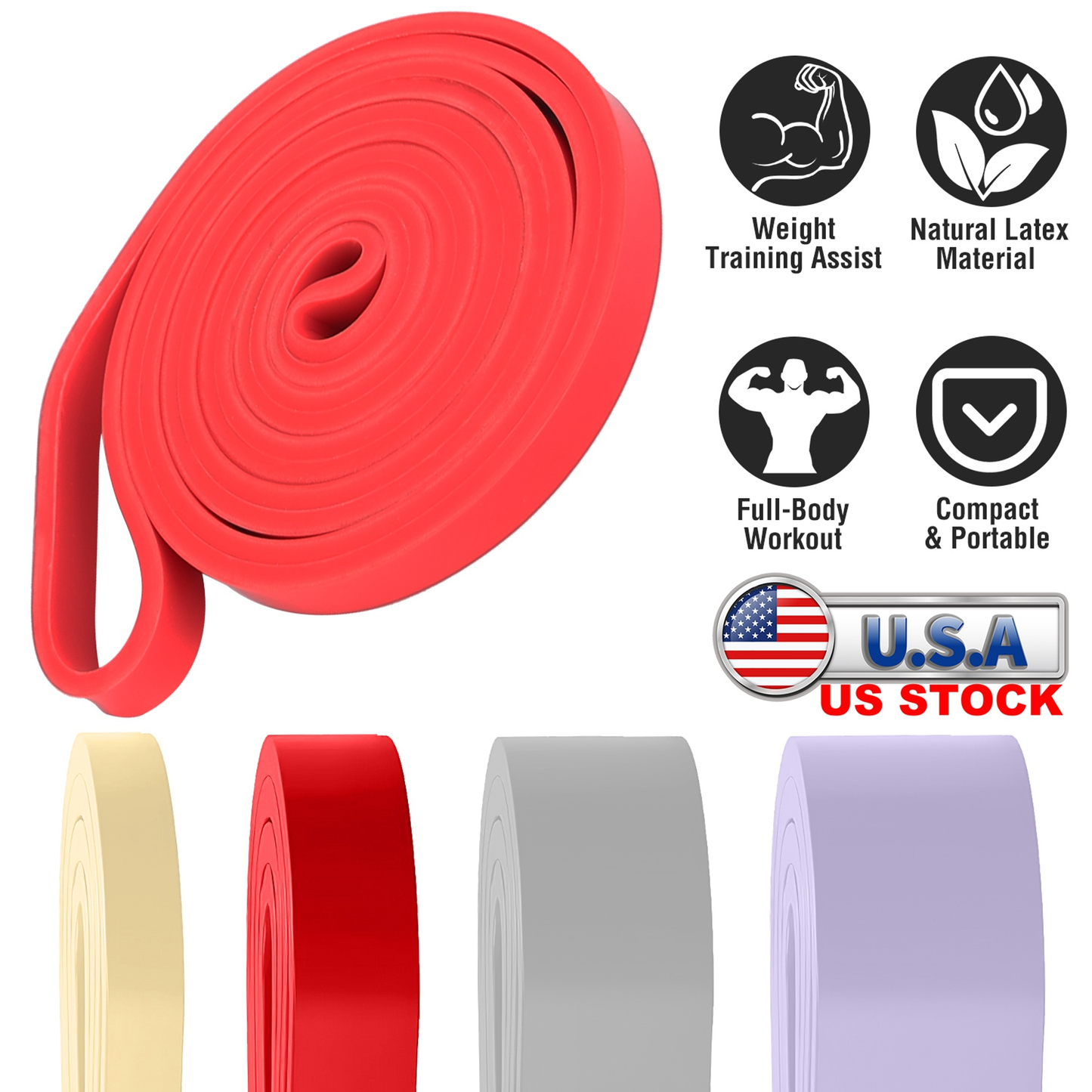 Resistance Loop Pull-Up Assistance Bands for Mobility Training - Red