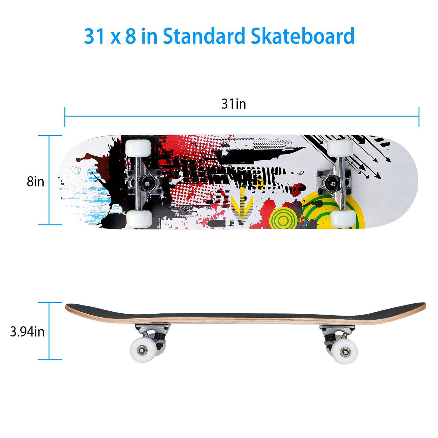 31 x 8 in Complete Standard Skateboard