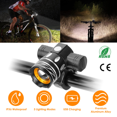 USB Rechargeable LED Bike Headlight