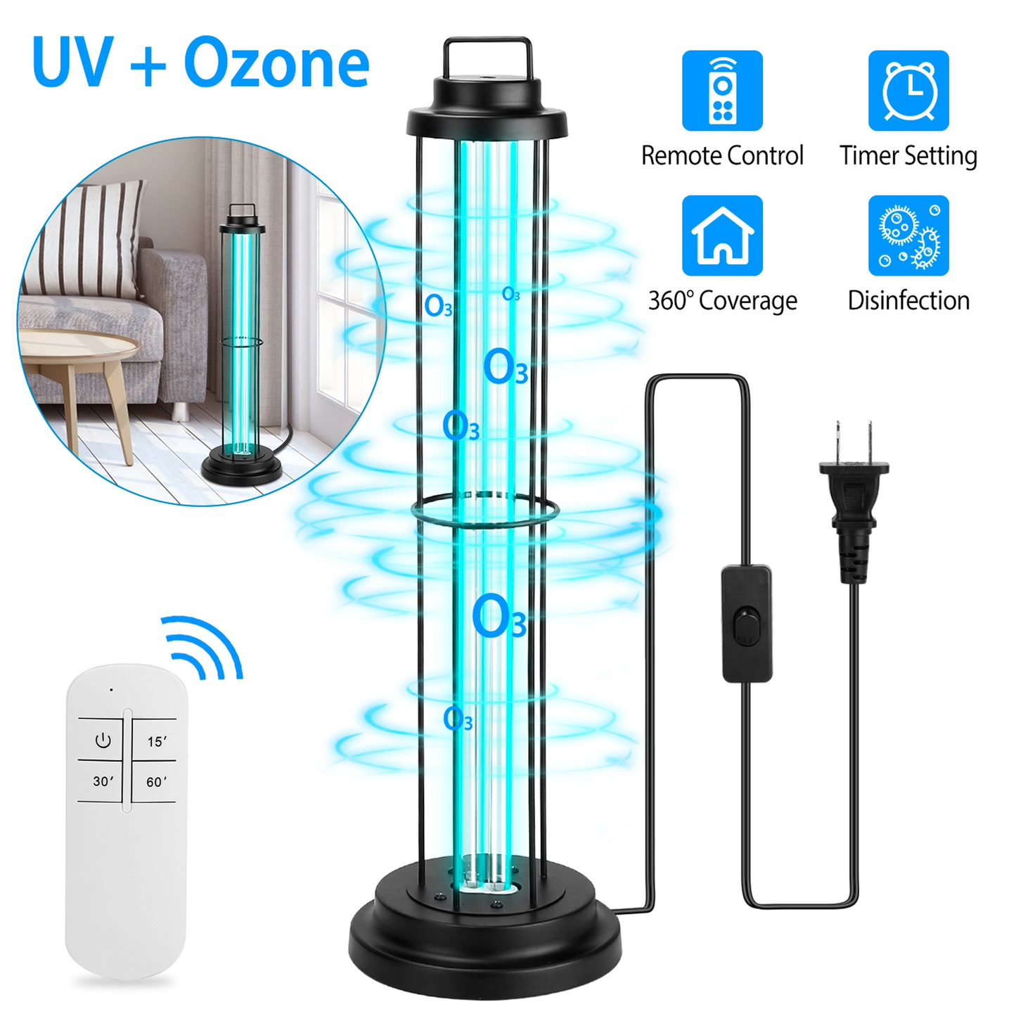 UV Sterilizer Lamp with Remote and Timer