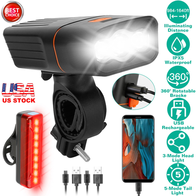 Super Bright Bike Light Set, Head and Tail Lights
