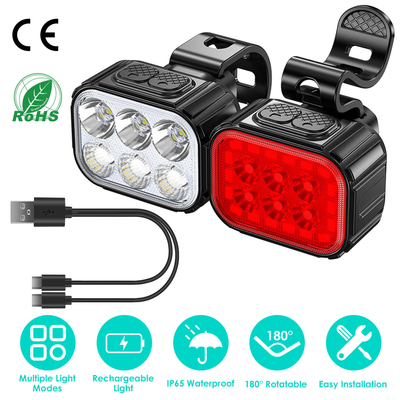 Rechargeable Bike Headlight and Taillight Set, IP65