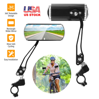 Bike Handlebar Rearview Mirrors, 360-Degree, Pair