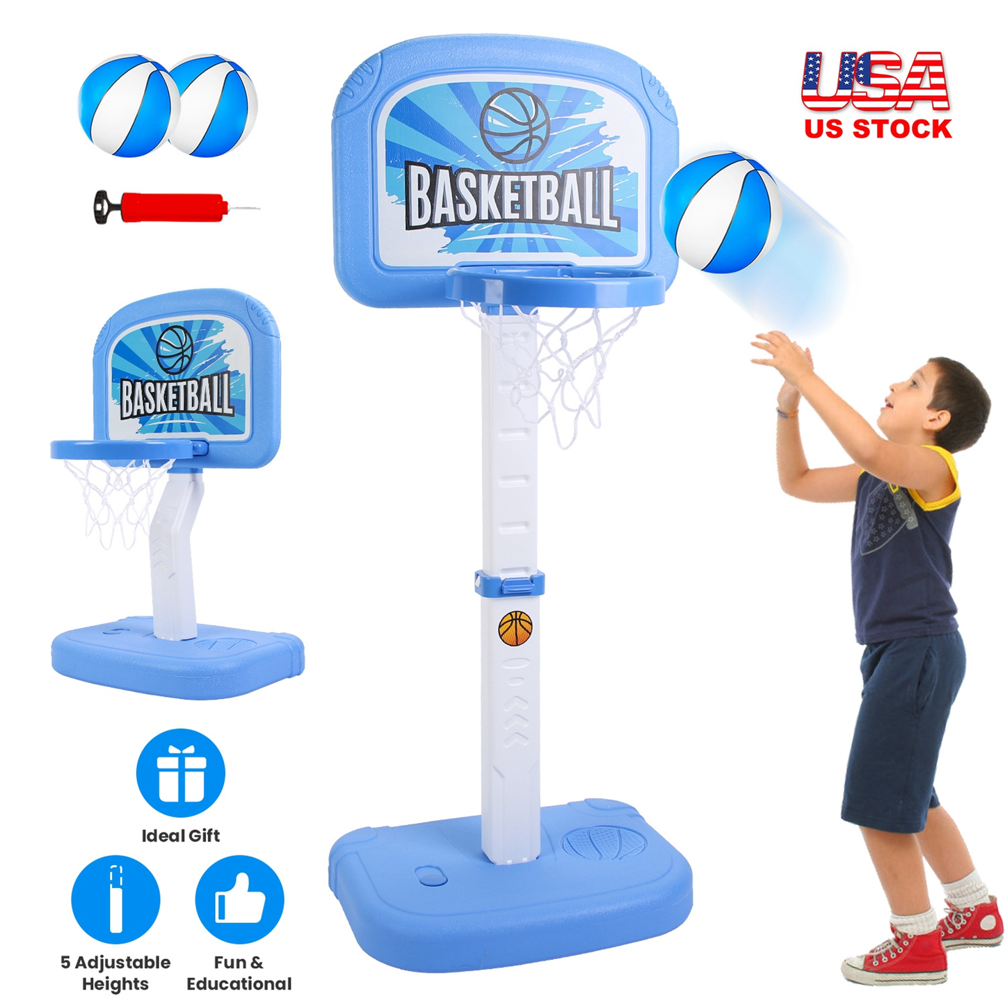 2-in-1 Poolside Basketball Hoop Game Set