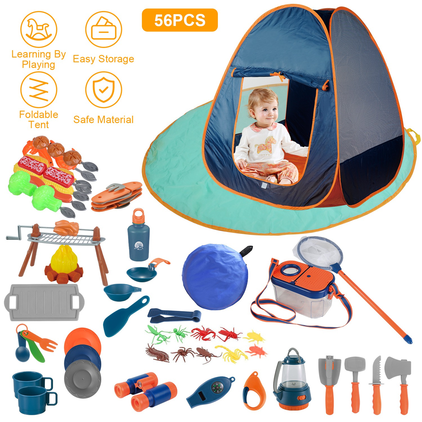 56-Piece Kids Camping Toy Set