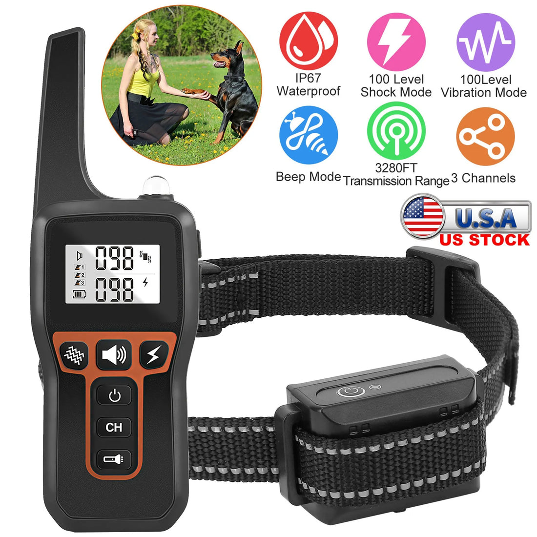 Dog training collar remote LCD screen
