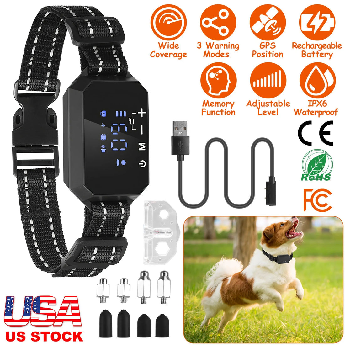 Wireless GPS Dog Fence Rechargeable Waterproof Electric Dog