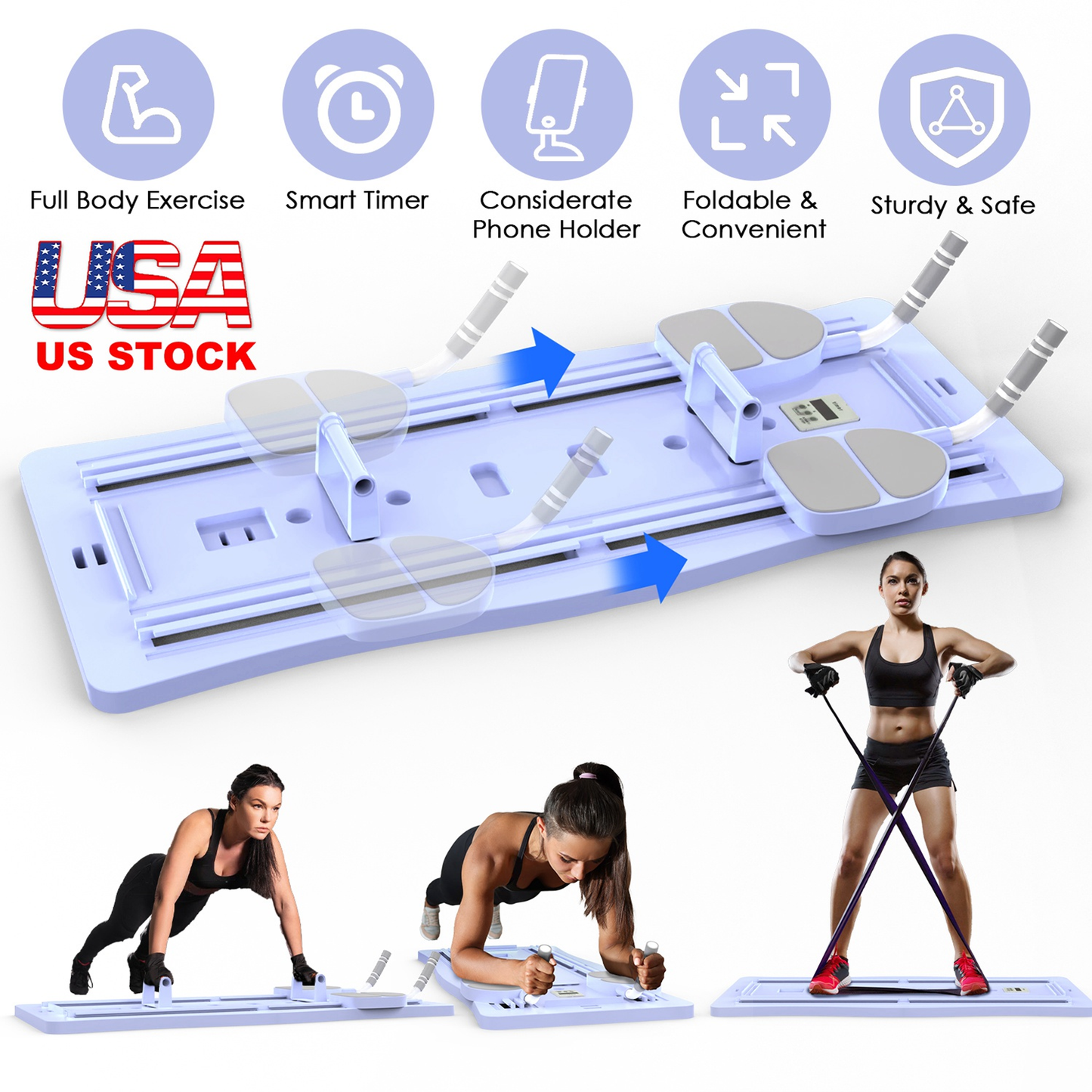4-in-1 Foldable Pilates Reformer Sliding Exercise Board