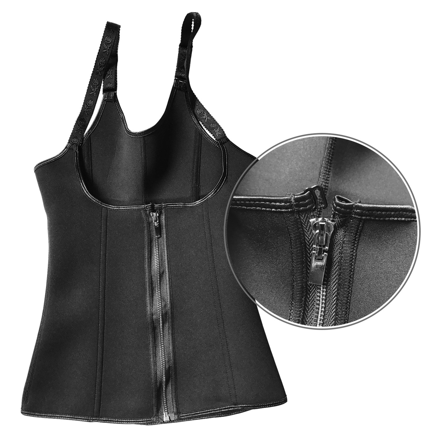 Zippered Waist Trainer Corset with 3-Row Buckles