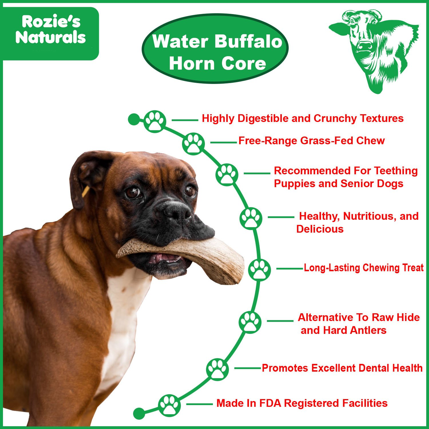 Water Buffalo Horn Core Dog Chews - 2 Count