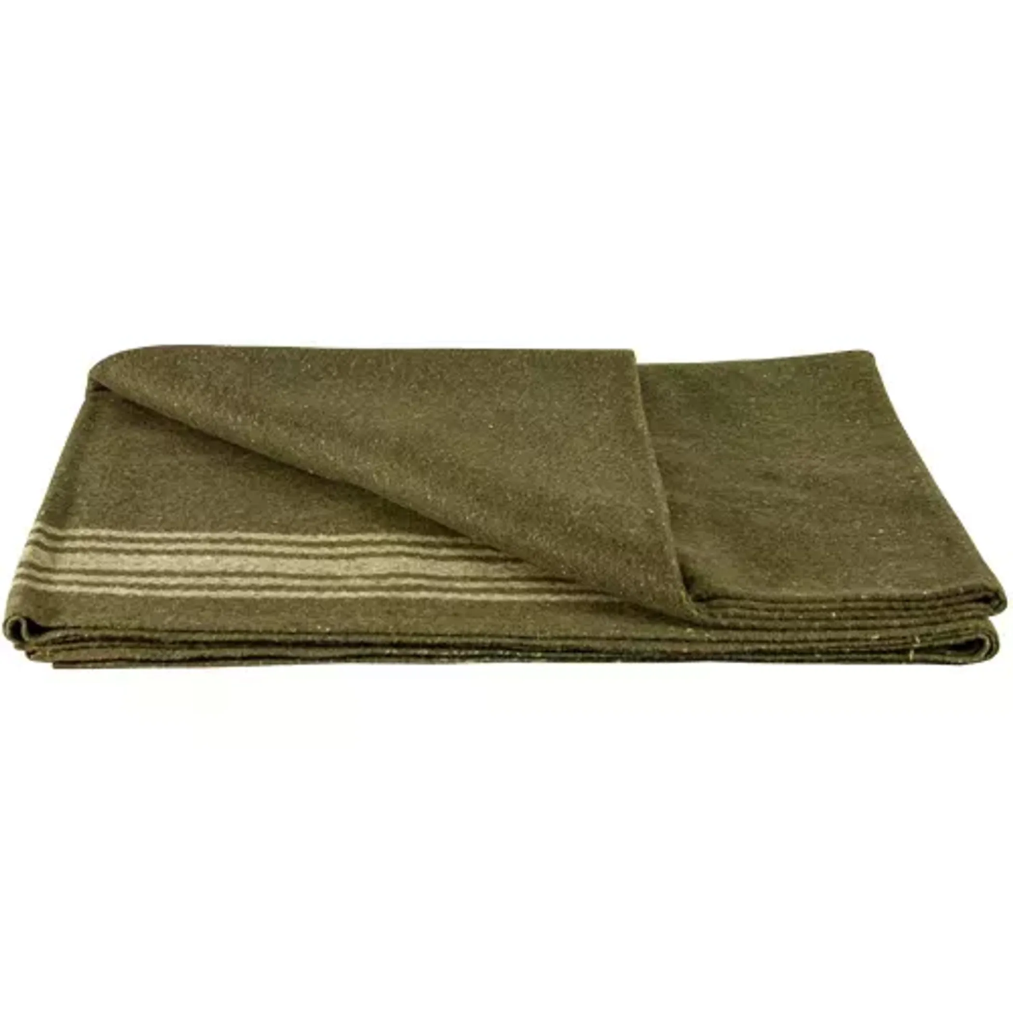 Khaki-Striped Olive Drab Wool Blanket