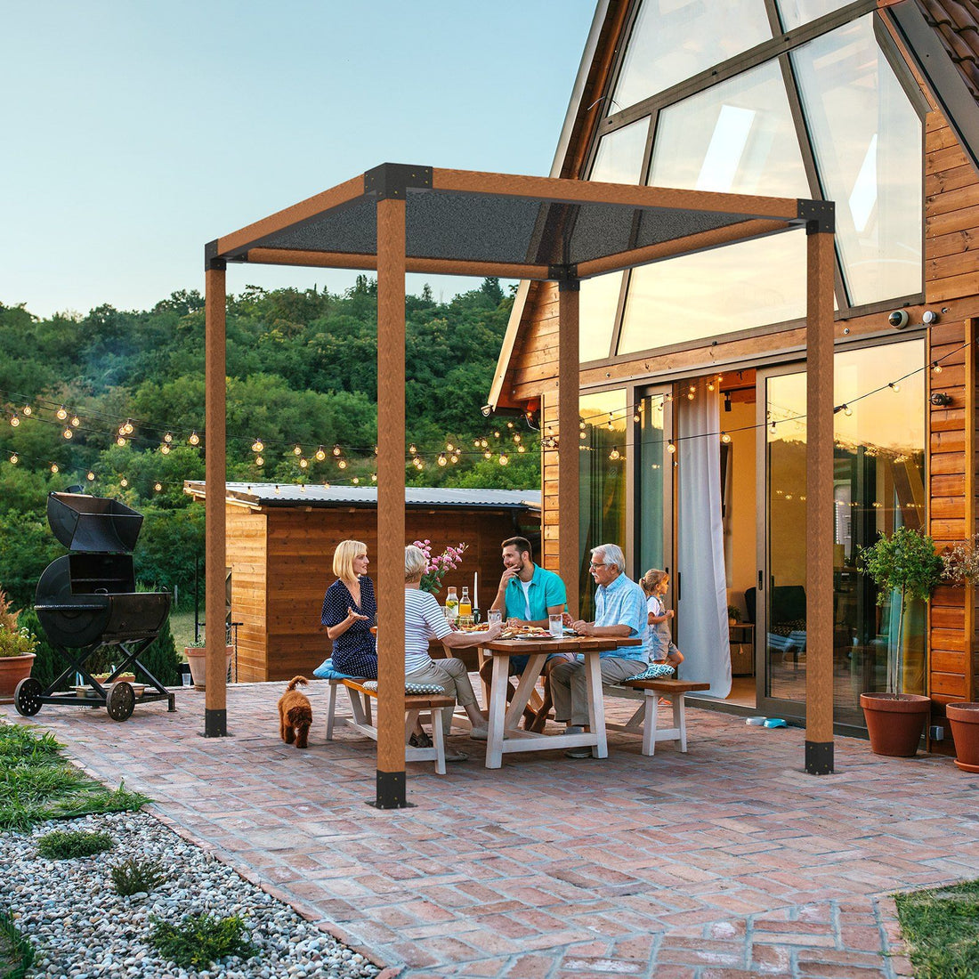 Heavy-duty pergola bracket bottom face showing bolt pattern