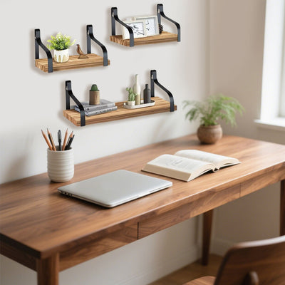 3 Piece Rustic Wood Floating Shelves