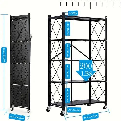 Rolling storage cart loaded with household items