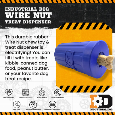 ID Wire Nut Durable Rubber Dog Chew Toy & Treat Dispenser