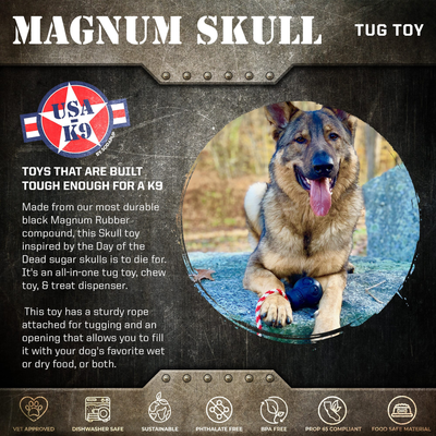 USA-K9 Magnum Skull Rubber Dog Chew Toy for Extreme Chewers