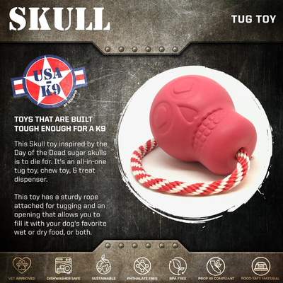 USA-K9 Skull Dog Chew Toy & Treat Dispenser