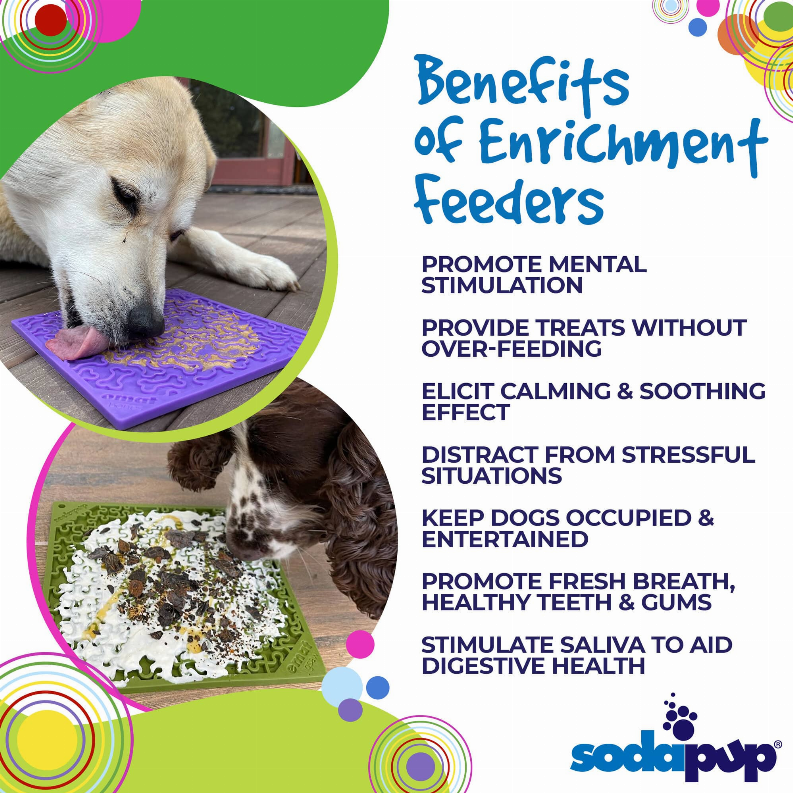 SodaPup eMat Lick Mat Bundle - Large Green Jigsaw & Purple Bones