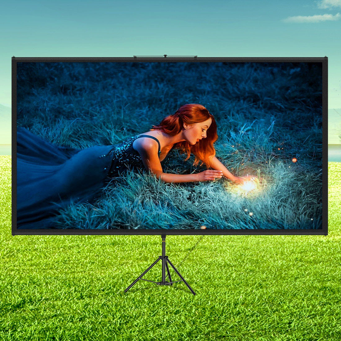 60-inch tripod projector screen packaging view