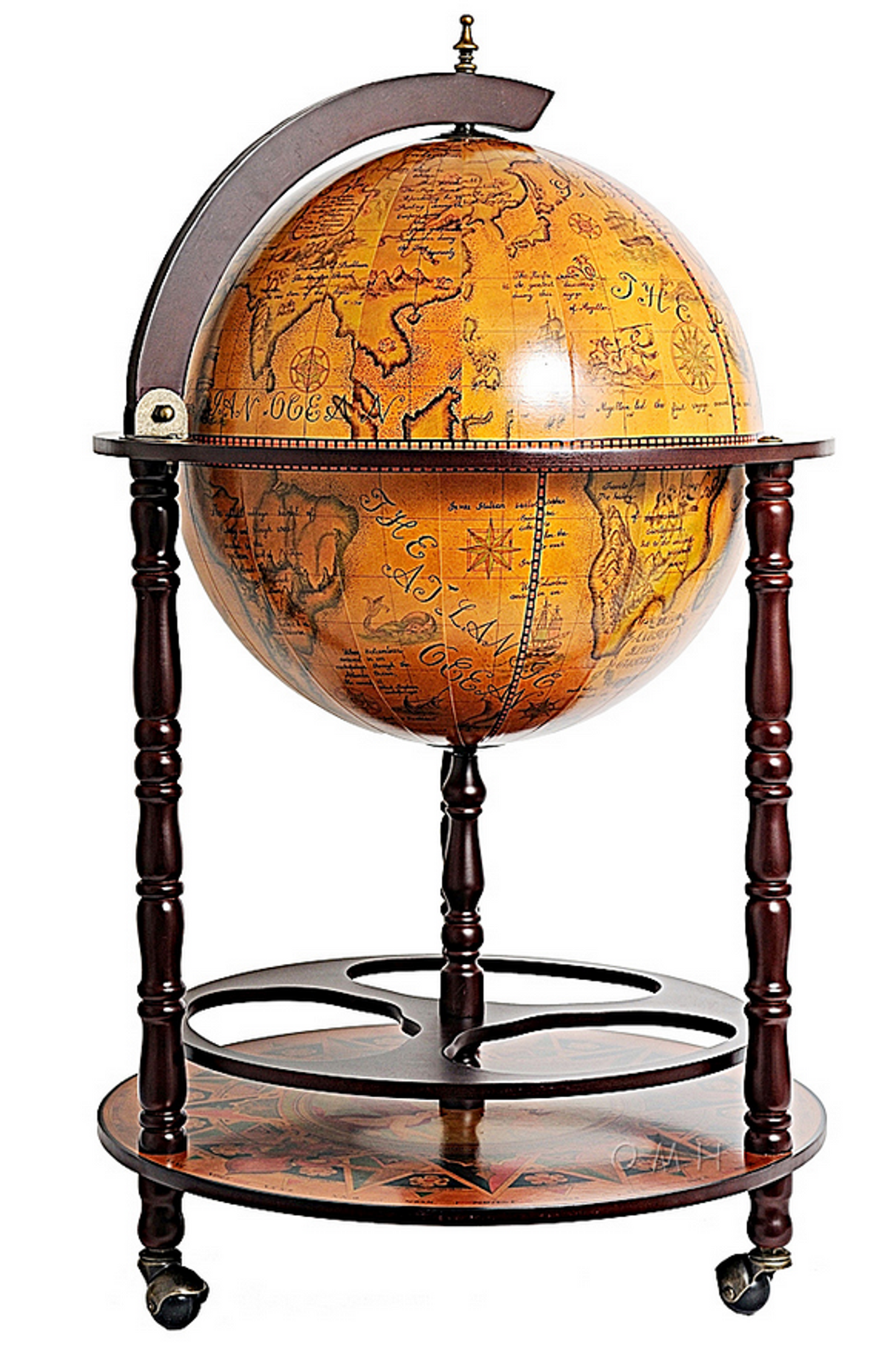 Nautical Globe Bar with Hidden Drink Cabinet, 17.75 in