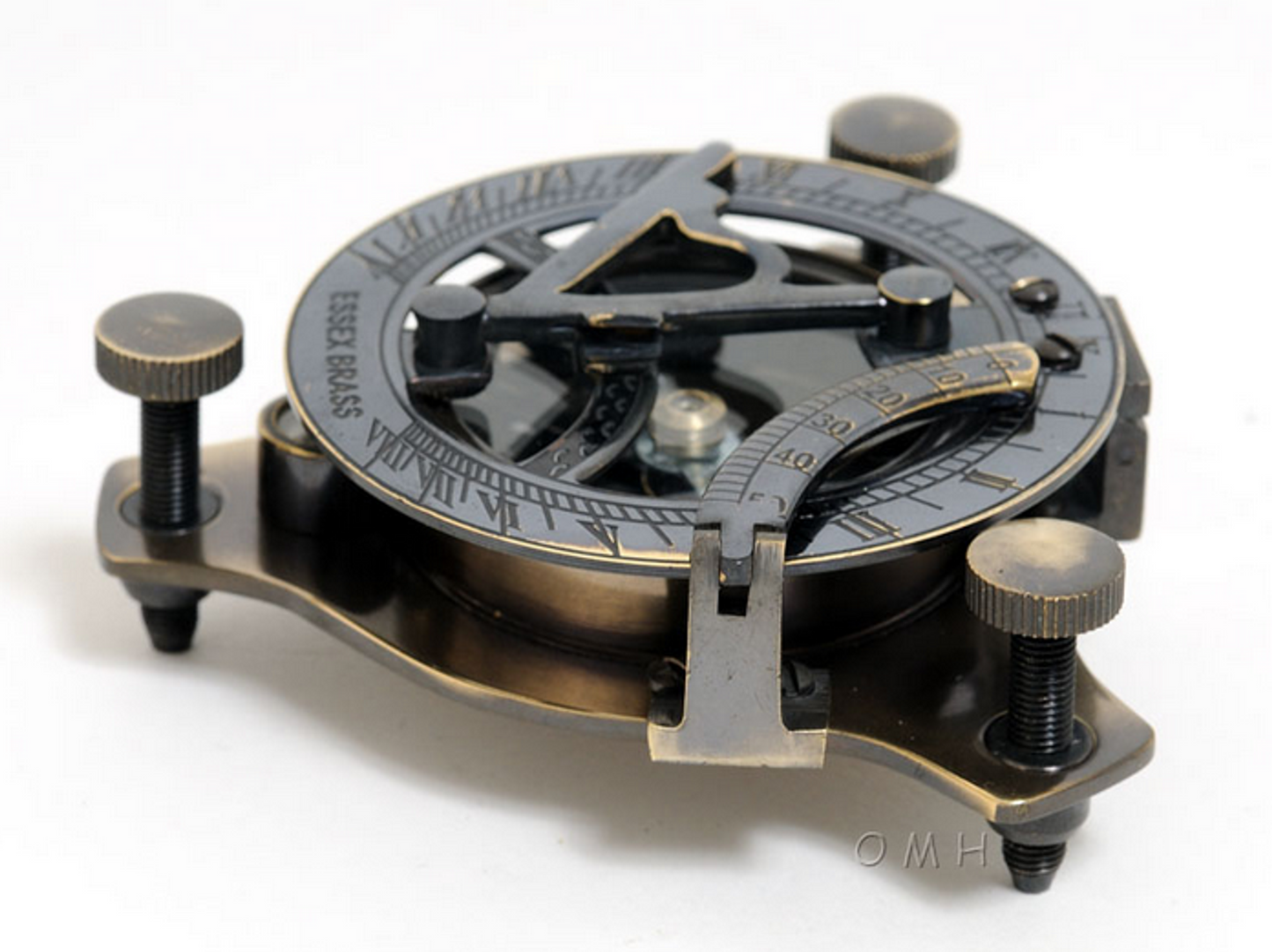 Functional Sundial Compass in Wooden Box, Medium
