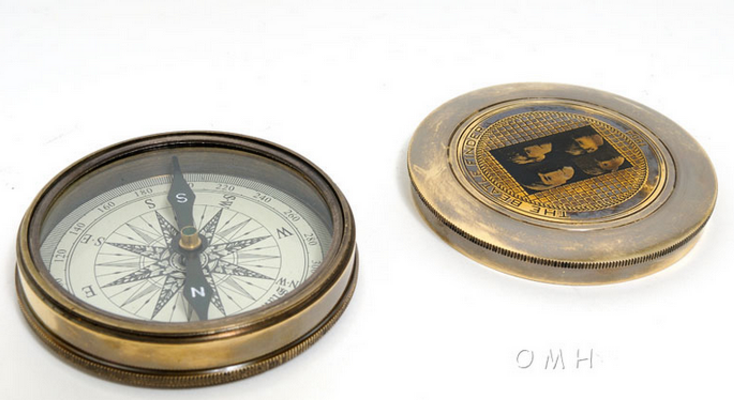 Brass Poem Compass with Leather Case