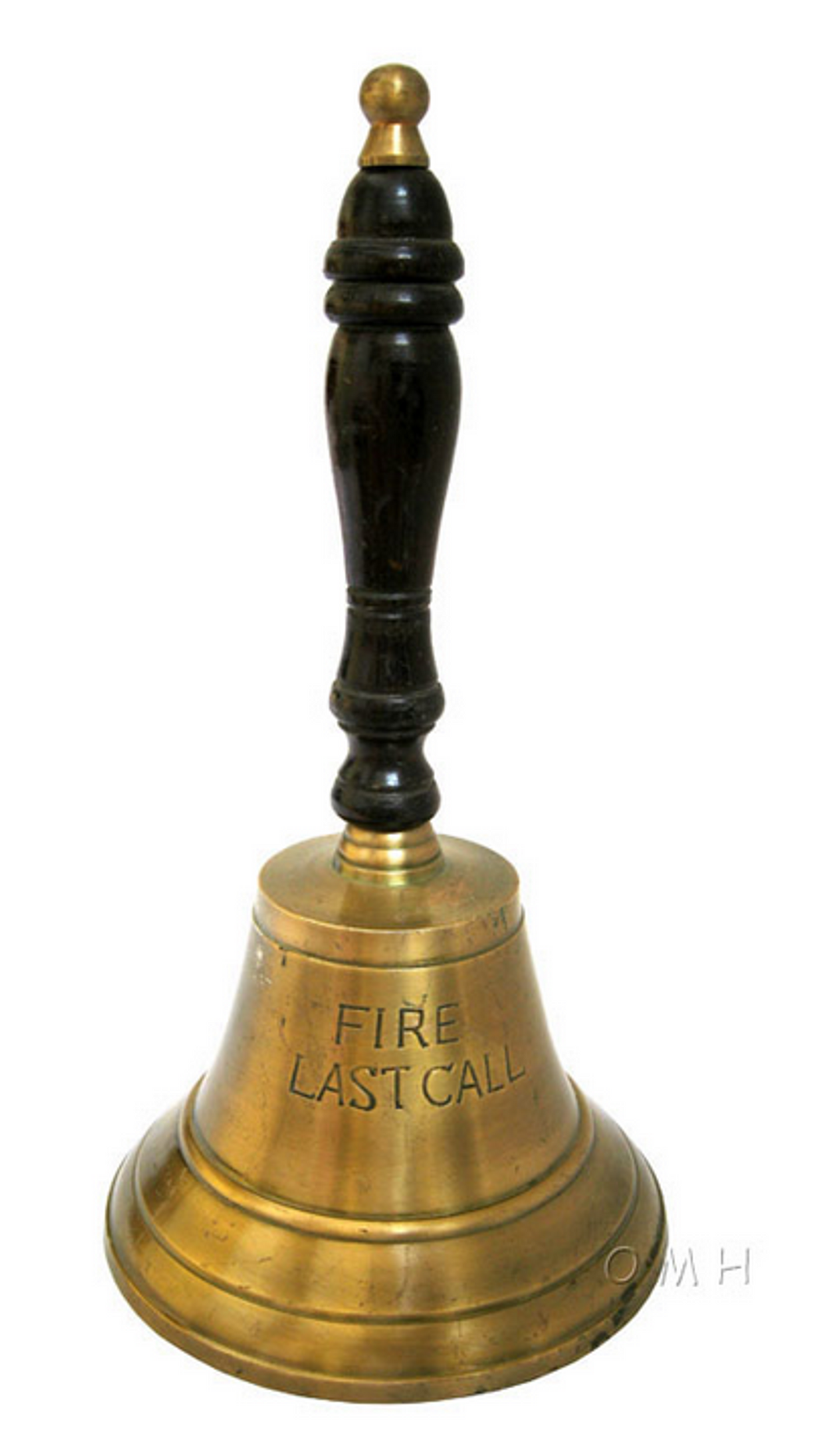 Solid Brass "Fire Last Call" Hand Bell, 6 inches