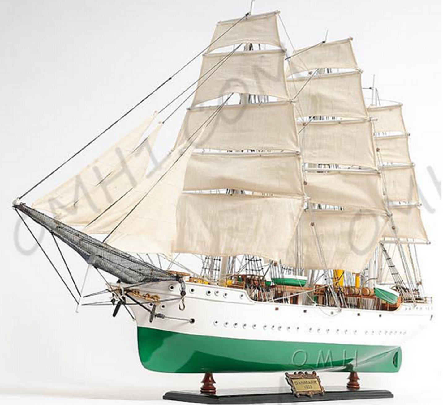 Danmark Sail-Training Model Ship on Wooden Base