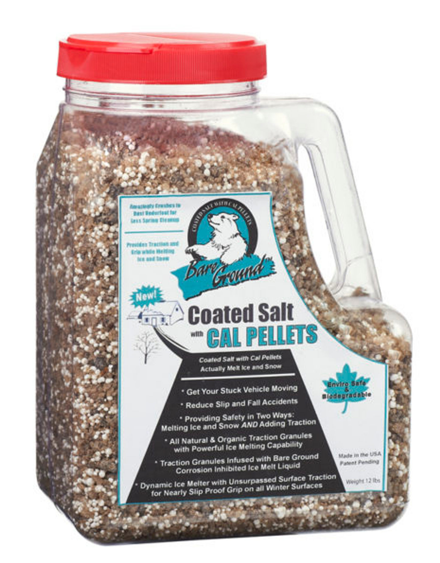 Bare Ground Coated Granular Blend with Calcium Chloride, 12 lb Jug