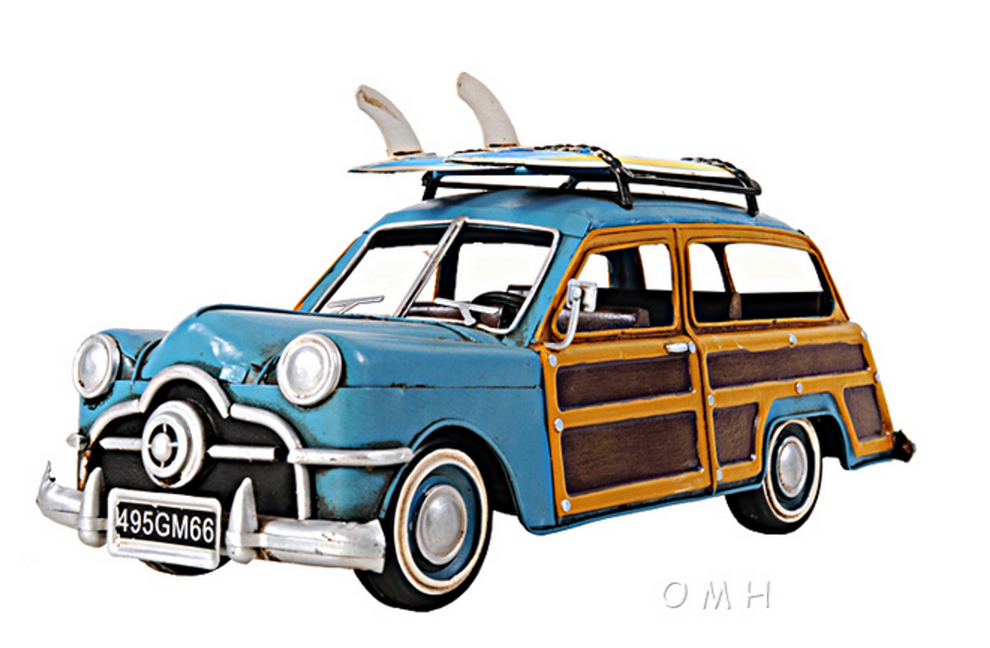 1949 Ford Woody Wagon with Surfboards Replica Model